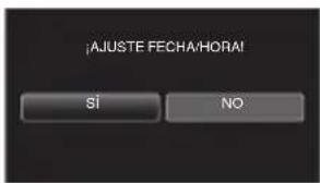 JVC Everio GZ-EX210BE - Pulse "Si" cuando se visualice "¡AJUSTE FECHA/HORA!". - 1