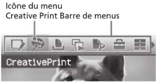 Icône du menu Creative Print Barre de menus CreativePrint