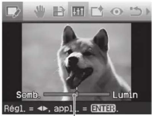Somb. Lumin Régl. = ▶, appl. = ENTER.
