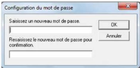 Configuration du mot de passe Saisissez un nouveau mot de passe. Resaisissez le nouveau mot de passe pour confirmation. OK Annuler