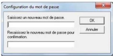 Configuration du mot de passe Saisissez un nouveau mot de passe. Resaisissez le nouveau mot de passe pour confirmation. OK Annuler