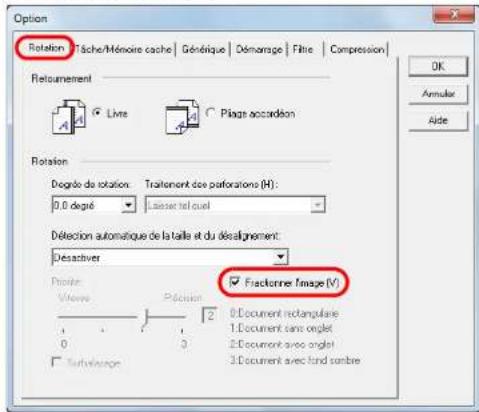 Option Rotation Tâche/Mémoire cache | Génétique | Démarrage | Filtie | Compression | Retoulement Live Piage accardion Rotation Degrée de rotation: Traitement des perforations (H): 0.0 degé Liaison tel ouel Détection automatique de la taille et du déalignement: Desactiver Protier: Viewers Pétction Fractioner image (V) 0:Document rectangulaire 1:Document sans anglet 2:Document avec anglet 3:Document avec fond sombre 0 0 0 0 0 0 0 0 0 0 0 0 0 0 0 0 0 0 0 0 0