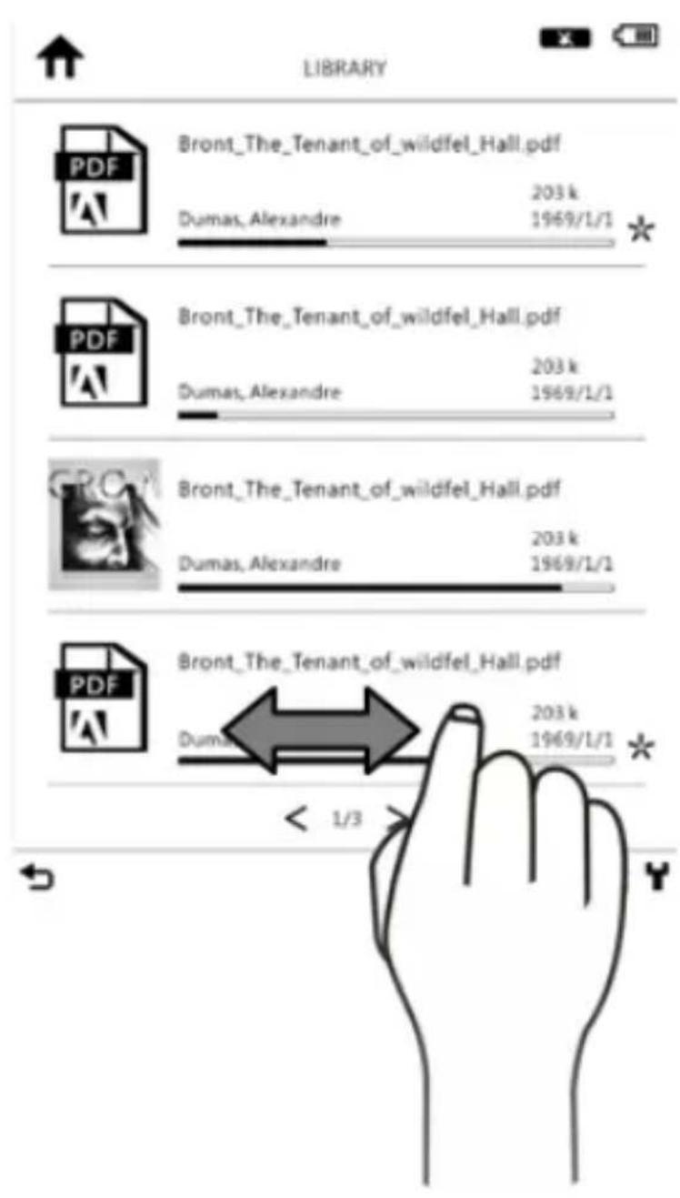 Screenshot of a library file listing three Dumas, Bront, and a hand icon pointing to a document with dimensions and arrows.