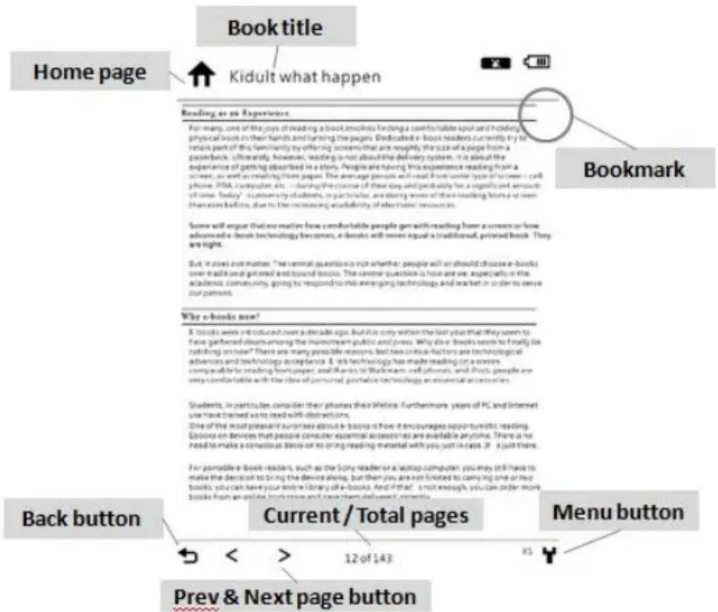 Book title Home page Kidult what happen Reading as an Experience For many, one of the joys of reading a book说明书 finding a comfortable spool and holding physical books on their hands and turning the pages. Dedicated e-book readers currently try to retoup part of this familiarity by offering screens that are roughly the size of a page from a paperback. Ultimately, however, reading is not about the delivery system. It is about the experience of getting absorbed in a story. People are having this experience reading from a screen, as well as reading them papers. The average persons will read from some type of screen call phone. PDA computer etc. during the course of their day and probability for a quantity and amount of time. Today's convenience only students, in particular, are closing areas of their reading hours or seen than some buttons, due to the increasing availability of electronic resources. Some will argue that no matter how comfortable people get with reading from a screen or how advanced e-book technology becomes, e-books will never equal a traditional, printed book. They are right. But it does not matter. The central question is not whether people will or should choose e-books over trade over ignored and bound books. The central question is how are we, especially in the academic community, going to respond to this emerging technology and market in order to serve our patrons. Why e-books now? It books were introduced over a decade ago. But it is only within the last year that they seem to have gathered them among the mainstream public and press. Why do e-books seem to finally be satisfying on home? There are many possible reasons, but less critical factors are technological advances and technology acceptance. It with technology has made reading on a screen comparable to reading from paper, and thanks to Workstreams, cell phones, and CDs, people are very comfortable with the idea of personal portable technology an essential accessories. Students, in particular consider their phones their Melena. Furthermore, years of PC and Internet use have themed as to read with distractions. One of the most pleasant surden key about e-books is how it encourages opportunistic reading. Qbooks on devices that people consider essential accessories are available by time. There is no need to make a conscious deco or to bring reading material with you just in case 21. It just there. For possible e-book readers, such as the Sony reader or a laptop computer, you may still need to make the decision to bring the device along, but then you are not limited to carrying one or two books; you can have your entire library off-e-books. And if that 's not enough, you can order more books from an apple to bookstore and save them delivered currently. Back button Current / Total pages Menu button Prev & Next page button