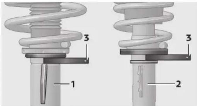 Technical diagram showing two mechanical components with labeled parts 1 and 2, and parts 3 on each other.