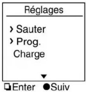 Réglages >Sauter >Prog. Charge Enter ●Suiv