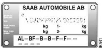 SAAB AUTOMOBILE AB e 1330F5312A 2027251 kg 1- kg kg 2- kg AL-BF-B-B-F-F-- IB541