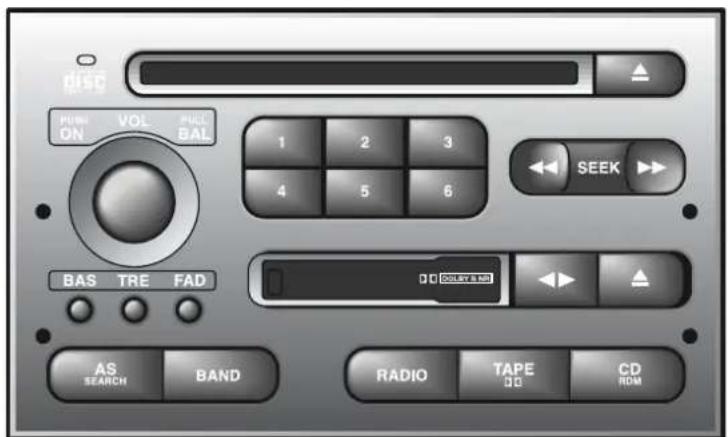 DISC PULL ON VOL FULL BAL 1 2 3 4 5 6 SEEK BAS TRE FAD DOLLEY & NO AS SEARCH BAND RADIO TAPE CD DC ROM