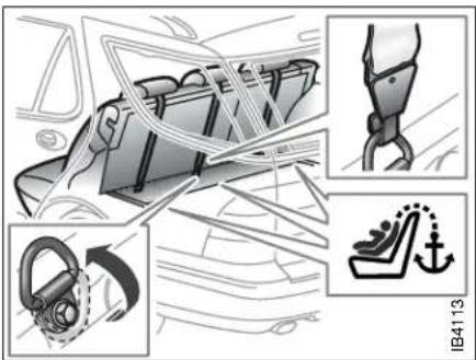 Diagram illustrating car seatbelting and safety features with labeled parts and a magnified inset showing the seatbelt switch.