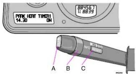 PARK HEAT TIMER1 14.30 ON 884567 74 8839 A B C