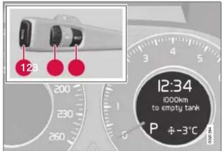 123 12:34 i000km to empty tank P -3°C