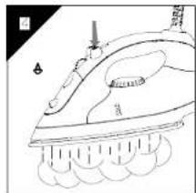 Technical diagram of an iron iron with labeled parts and dimensions
