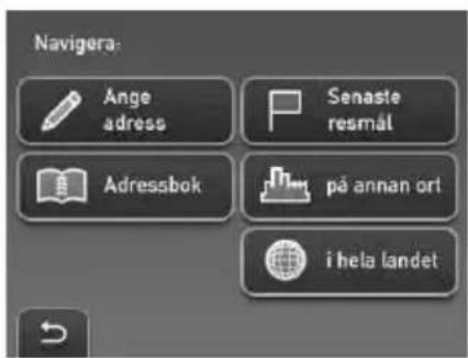 Navigera: Ange adress Senaste resmål Adressbok på annan ort i hela landet