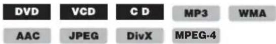 DVD VCD CD MP3 WMA AAC JPEG DivX MPEG-4