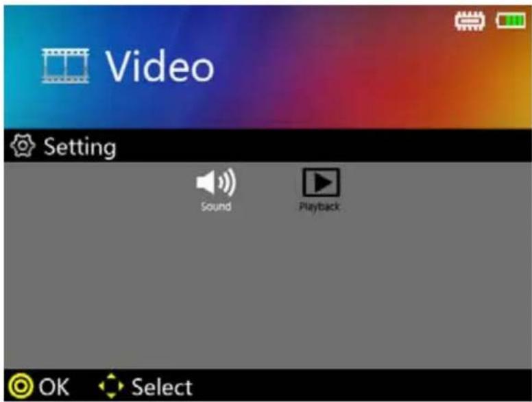 Video Setting Sound Playback OK Select