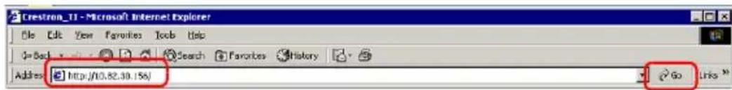 Crestron_11 - Microsoft Internet Explorer File Edit View Favorites Tools Help = Back Search Favorites History Address http://10.82.30.15s Go Links