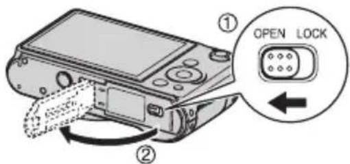 CASIO Exilim EX-FH100 - Ouvrez le couvercle de batterie. - 1