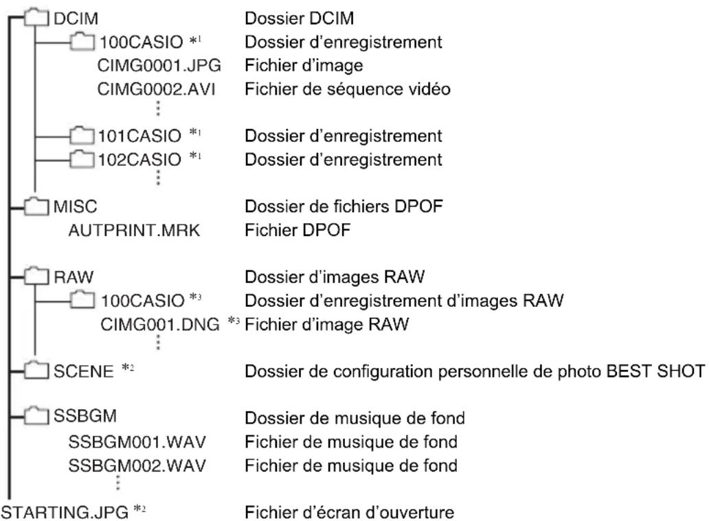 CASIO Exilim EX-FH100 - ■ Structure des dossiers de la mémoire - 1