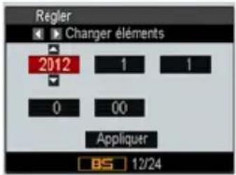 Régler Changer éléments 2012 1 1 0 00 Appliquer BS 12/24