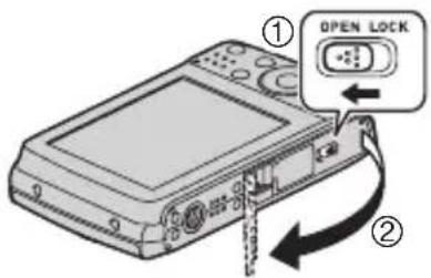 CASIO Exilim EX-Z16 - Ouvrez le couvercle de batterie. - 1