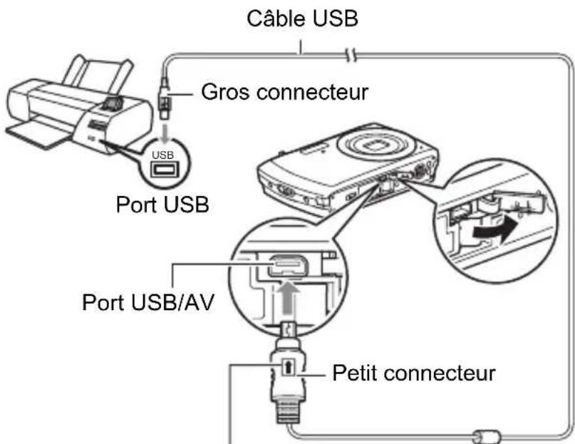 Câble USB Gros connecteur Port USB Port USB/AV Petit connecteur