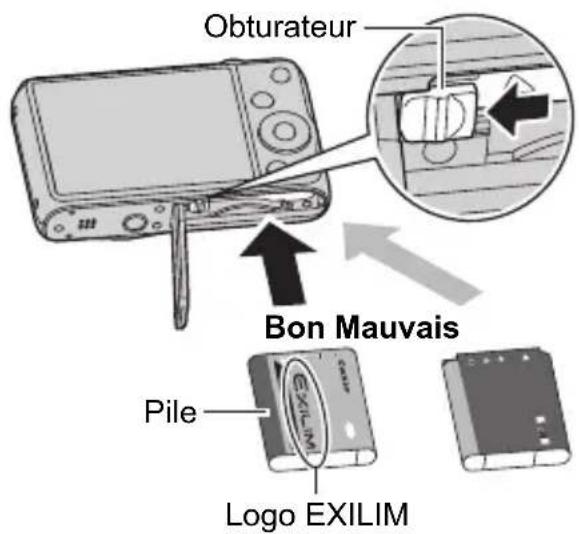 Obturateur Bon Mauvais Pile Logo EXILIM