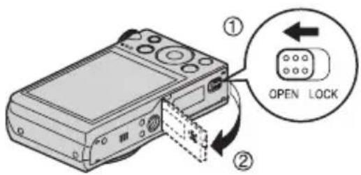 CASIO Exilim EX-ZR200 - Ouvrez le couvercle de batterie. - 1