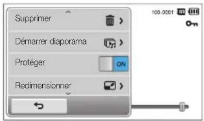 Supprimer Démarrer diaporama Protéger Redimensionner