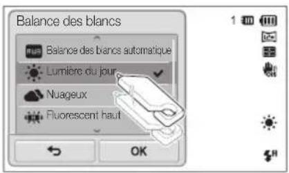 Balance des blancs Balance des blancs automatique Lumière du jour Nuageux Fluorescent haut