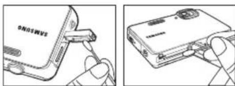 Two-step diagram showing a smartphone being inserted into a device, with no visible text or symbols.