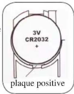 3V CR2032 + plaque positive