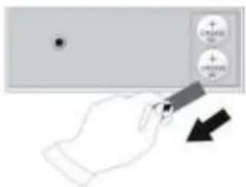 Diagram showing a hand pressing a button labeled 'UNLESS' with a black arrow indicating downward motion.