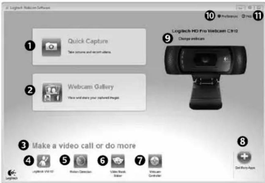 LOGITECH HD Pro C910 - Nur für Windows: Navigation in der Software für Logitech-Webkameras - 1