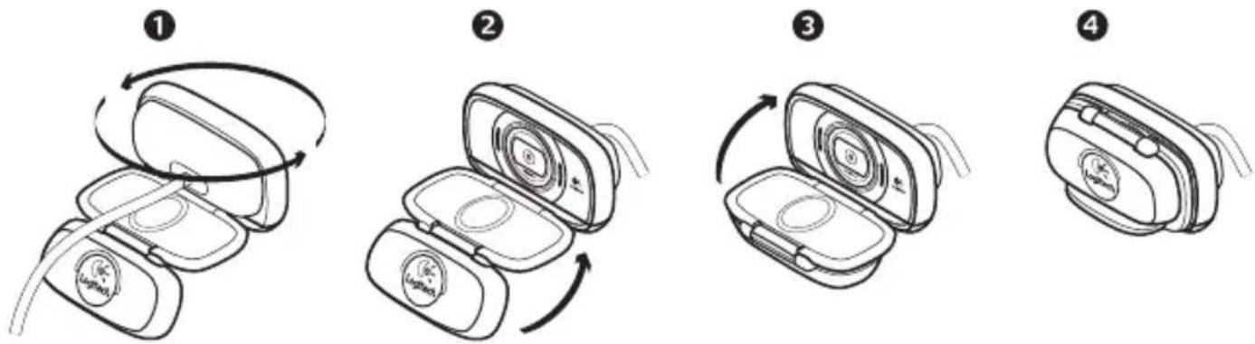 LOGITECH HD C615 - De camera inklappen om deze op te bergen of mee te nemen - 1