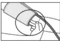 Illustration of a hand holding a cable with a circular inset showing the cable (no text or symbols)