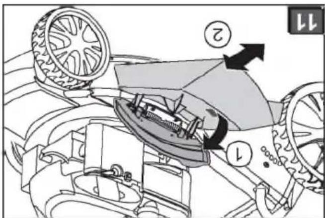 Technical diagram of a mechanical assembly with labeled components and directional arrows