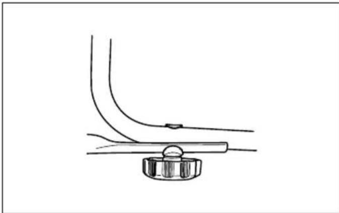 Simple line drawing of a mechanical component with curved and flat surfaces, no text or symbols present