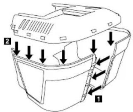 Technical diagram of a mechanical component with labeled parts and directional arrows indicating assembly or movement.