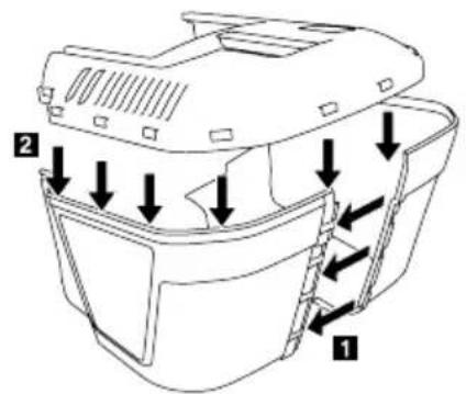 Technical diagram of a mechanical component with labeled parts and directional arrows indicating assembly or movement.