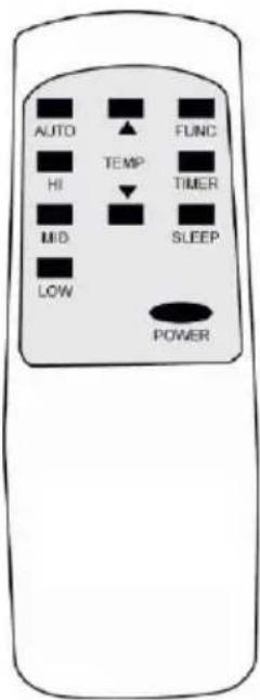 AUTO HI MID LOW TEMP FUNC TIMER SLEEP POWER