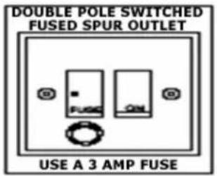 DOUBLE POLE SWITCHED FUSED SPUR OUTLET USE A 3 AMP FUSE