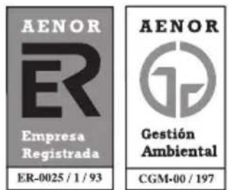 AENOR Empresa Registrada ER-0025 / 1 / 93 AENOR Gestión Ambiental CGM-00 / 197