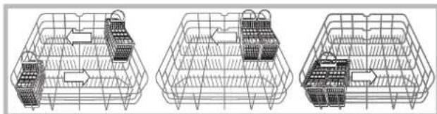 HOTPOINT LDF 12314E B EU - Exemples de rangement dans le panier à couverts - 1