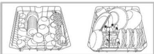 HOTPOINT LDF 12314E X EU - Exemplos de carregamento do cesto superior/inferior - 1