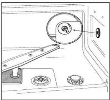 Technical diagram showing a mechanical component with labeled parts and a circular dial indicator.