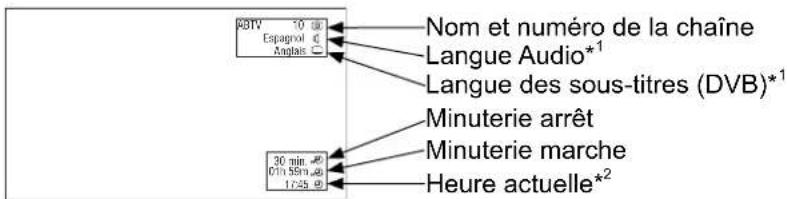 PBTV 10 Espagnol Anglais Nom et numéro de la chaîne Langue Audio*¹ Langue des sous-titres (DVB)*¹ 30 min. 07h 5pm 17:45 Minuterie arrêt Minuterie marche Heure actuelle*²