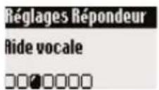BELGACOM Twist 505 - Régler le délai de réponser

Tout effacer

Réglages du journal

![](images/a7b70de51238d3d0a0911e0bc117366997a6f3fbe588c3242fca1e680c3c6c78.jpg)


Vous pouvez régler le répondeur pour qu'il se déclenche après un certain nombre de sonneries (3,5,7 ou Eco). L'option économiseur (activé par défaut) est utile quand vous écoutez vos messages à distance. Si elle est activée, le répondeur se déclenche après 3 sonneries s'il y a un nouveau message. S'il n'y en a pas, il se déclenche après 5 sonneries. Raccrochez après la 4ème pour gagner du temps et de l'argent.

Pour régler le nombre de sonneries3242fca1e680c3c6c78.jpg)


I - Allez à Répondeur, validez 
2- Sélectionnez Réglages Répondeur, validez 
3- Sélectionnez Hombre de sonneries avant répondeur, validez 
4- Sélectionnez le nombre de sonneries et validez
Régler l'aide vocaledez)
[ : ] + : (Sélectionnez) - 1