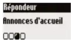 BELGACOM Twist 505 - Sélectionner le mode du répondeur et le type d'annonce d'accueilchiffre. - 1