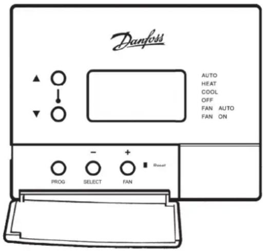 Danfoss AUTO HEAT COOL OFF FAN AUTO FAN ON PROG SELECT FAN Reset