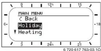 MAIN MENU < Back Holiday Heating 6 720 617 763-03.10